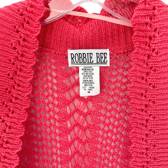 Robbie Bee Crochet Knit Short Sleeve Open Front Cardigan Size Medium - Picture 3 of 9